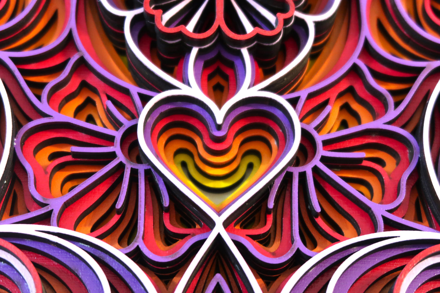 THE SPRING HEART 3-D LASER CUT MANDALA ZENTANGLE WALL ART #3