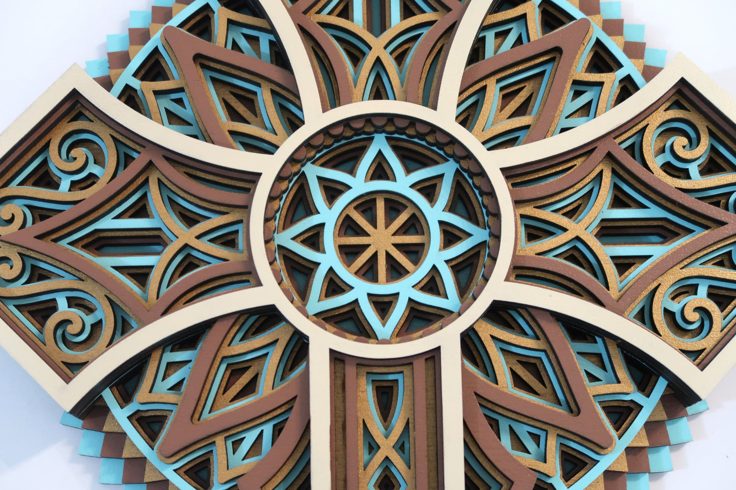 MULTI LAYER HANDMADE LASER CUT WOODEN CROSS WALL ART (ECW#2)