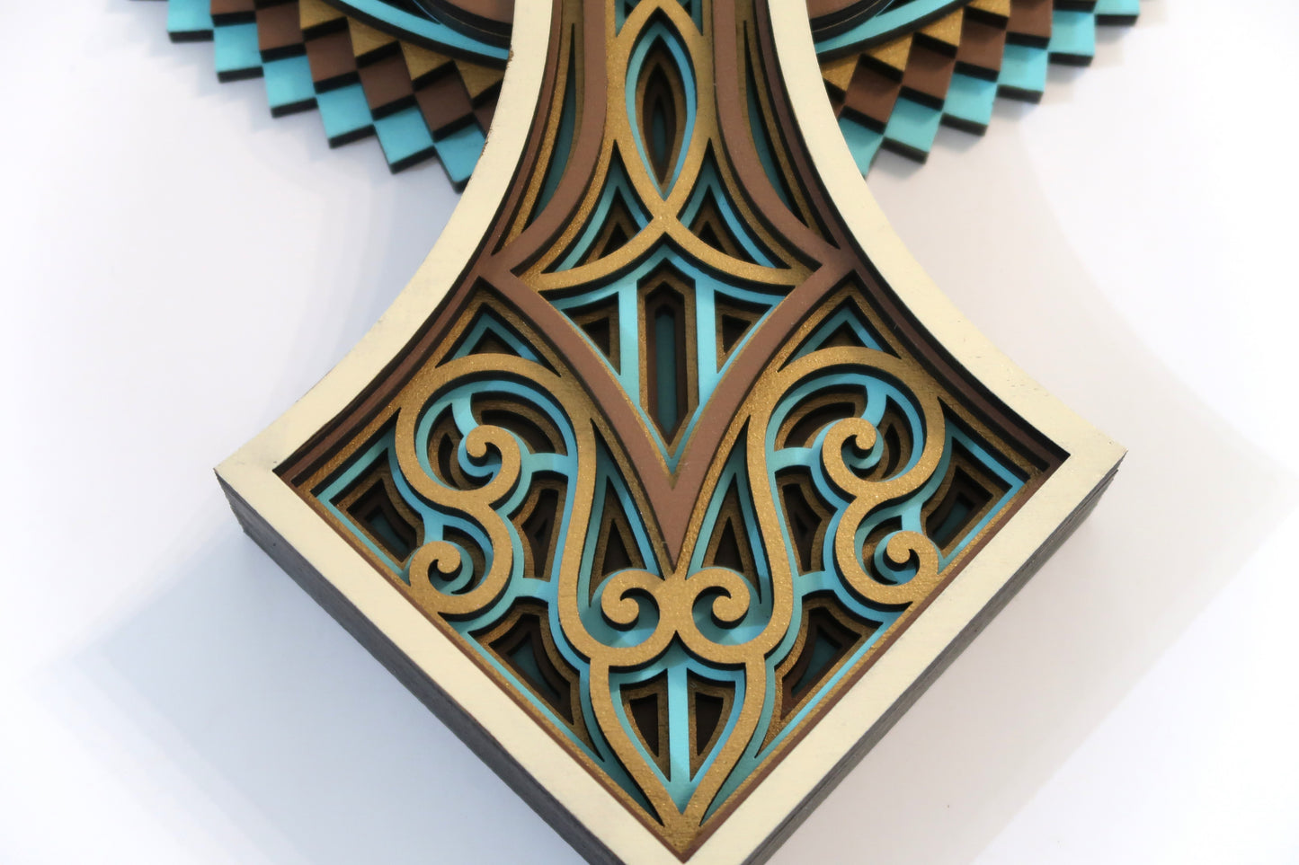 MULTI LAYER HANDMADE LASER CUT WOODEN CROSS WALL ART (ECW#2)