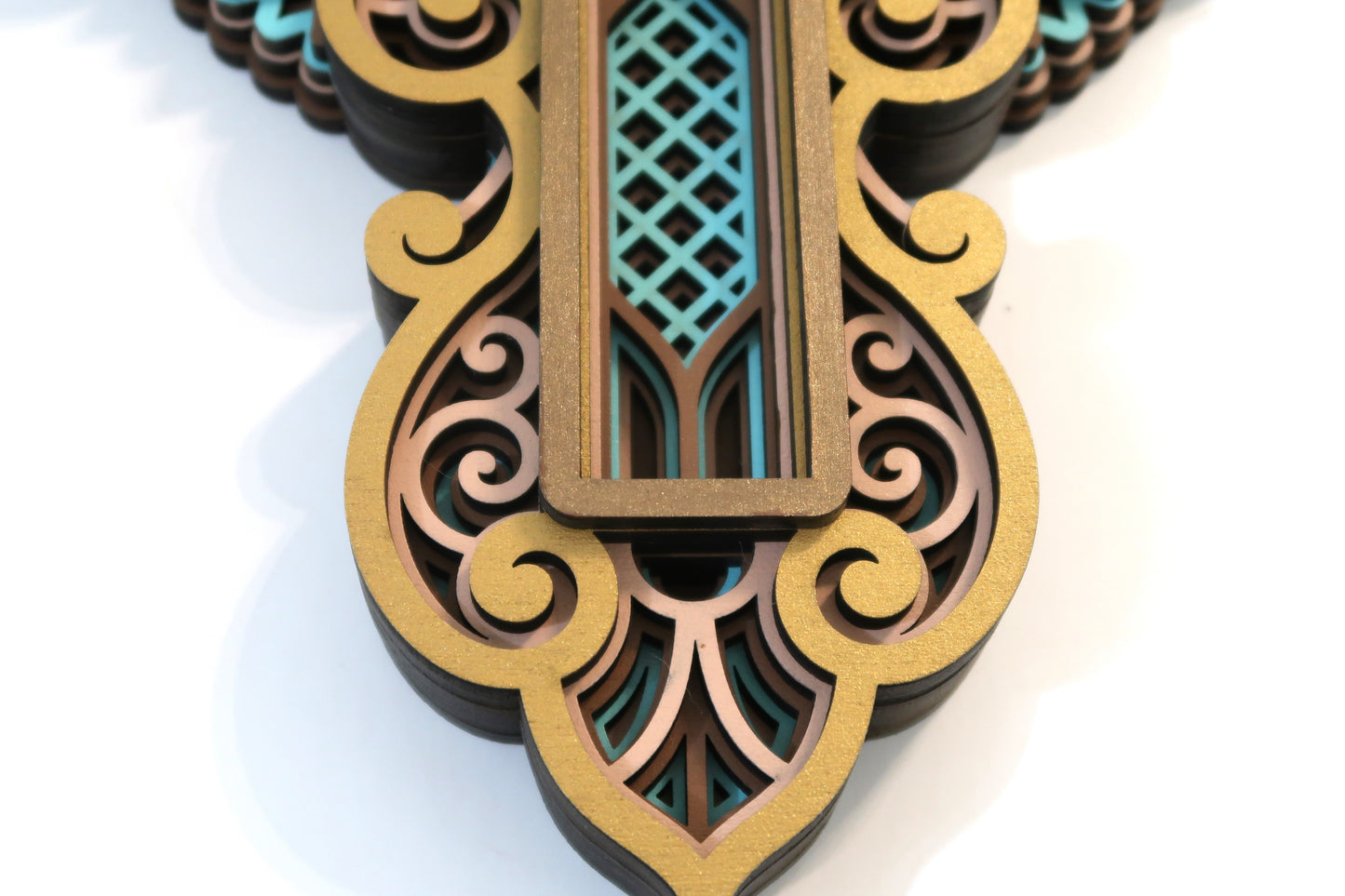 MULTI LAYER HANDMADE LASER CUT WOODEN CROSS WALL ART (ECW#3)