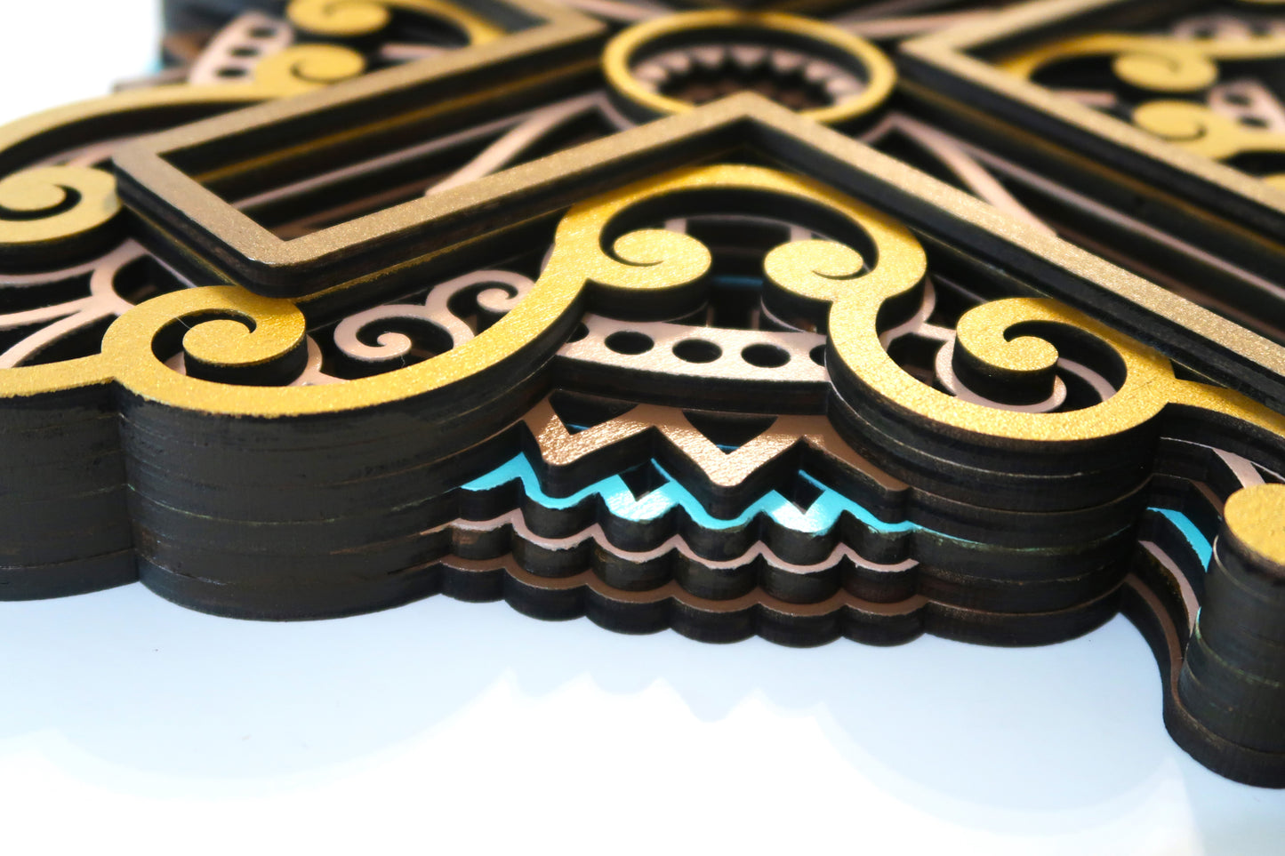 MULTI LAYER HANDMADE LASER CUT WOODEN CROSS WALL ART (ECW#3)