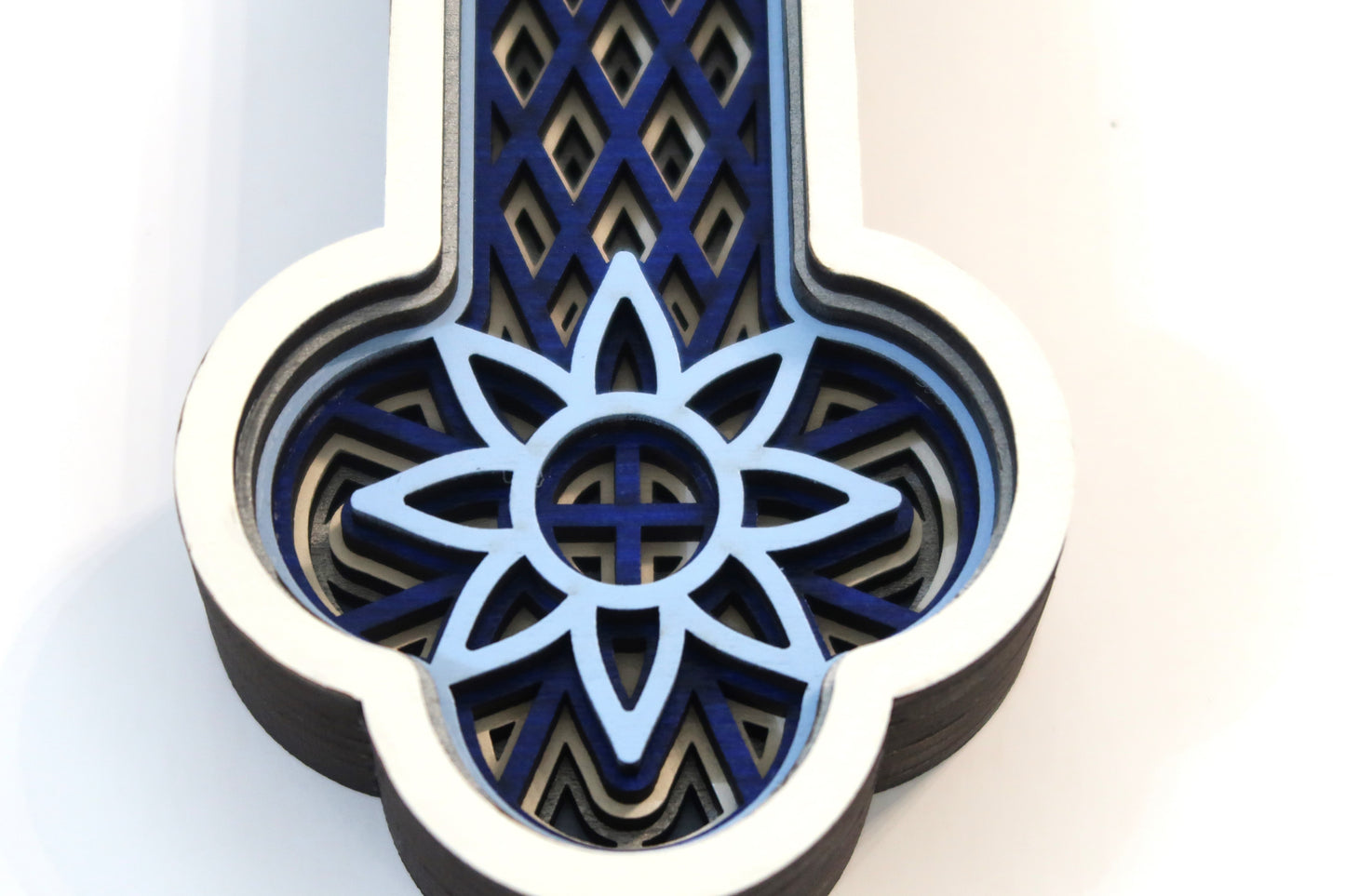 MULTI LAYER HANDMADE LASER CUT WOODEN CROSS WALL ART (ECW#4)