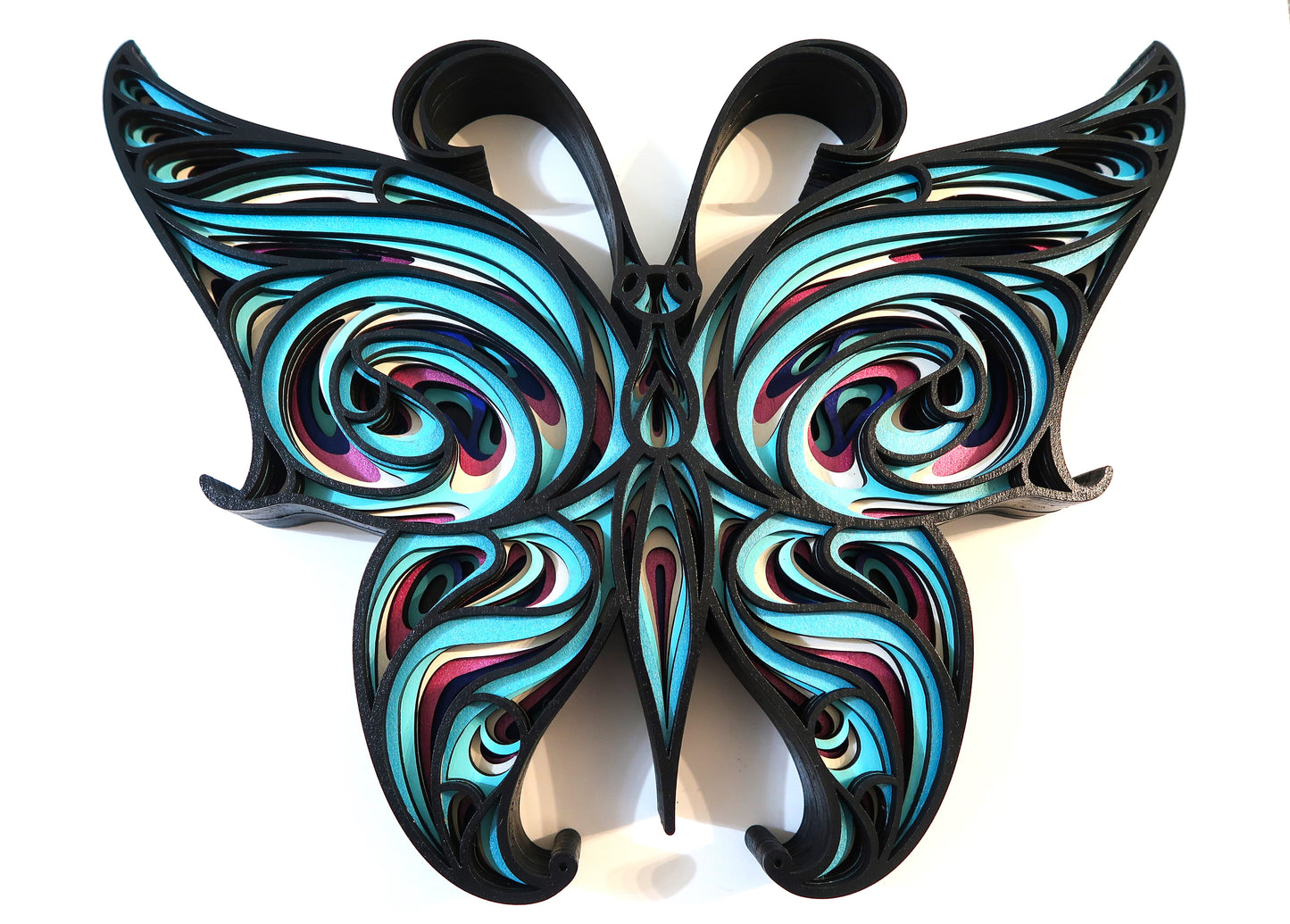 BERRY BUTTERFLY 3-D LAYERED WALL ART