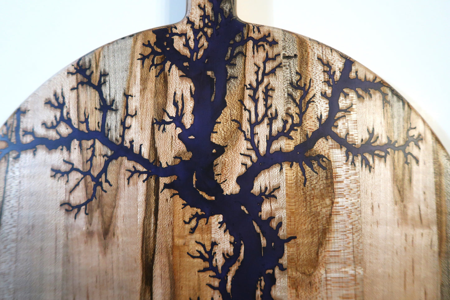 AMBROSIA MAPLE WITH RESIN "FRACTAL FIRE" ROUND SERVING BOARD