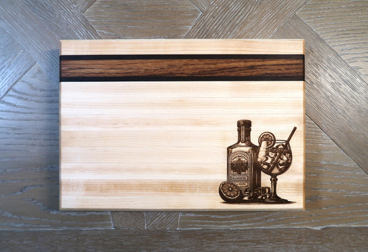 MAPLE WITH ZEBRAWOOD & WENGE "GIN & JUICE" BAR TOP CUTTING BOARD