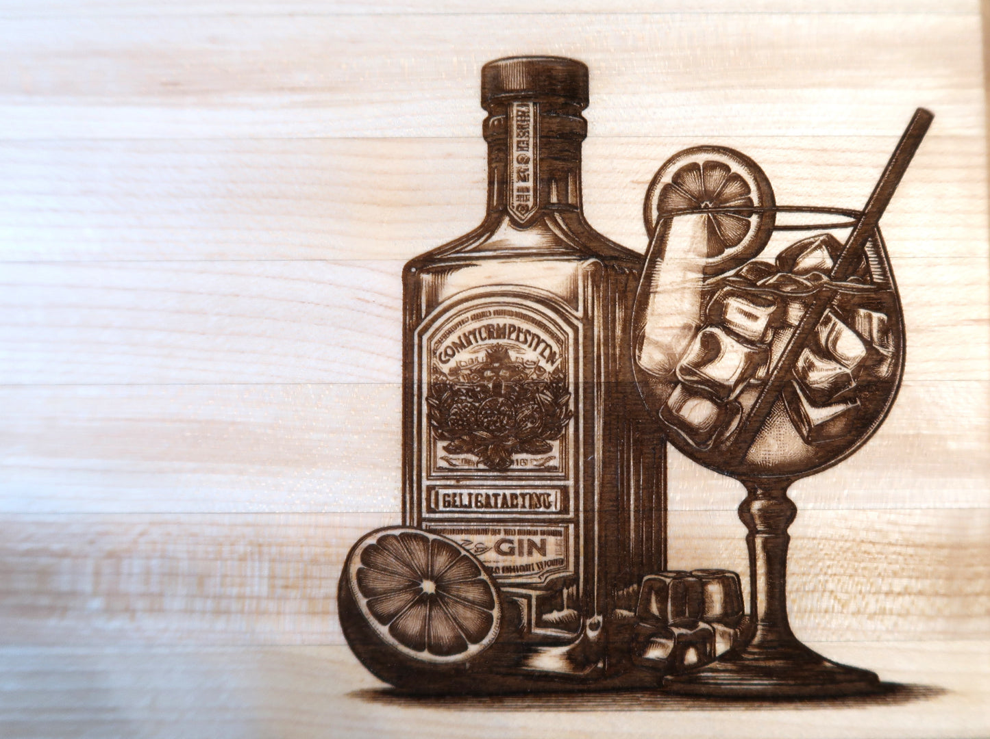 MAPLE WITH ZEBRAWOOD & WENGE "GIN & JUICE" BAR TOP CUTTING BOARD