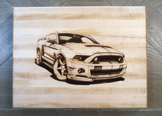 MAPLE WITH MUSTANG GT ENGRAVED CUTTING/SERVING BOARD