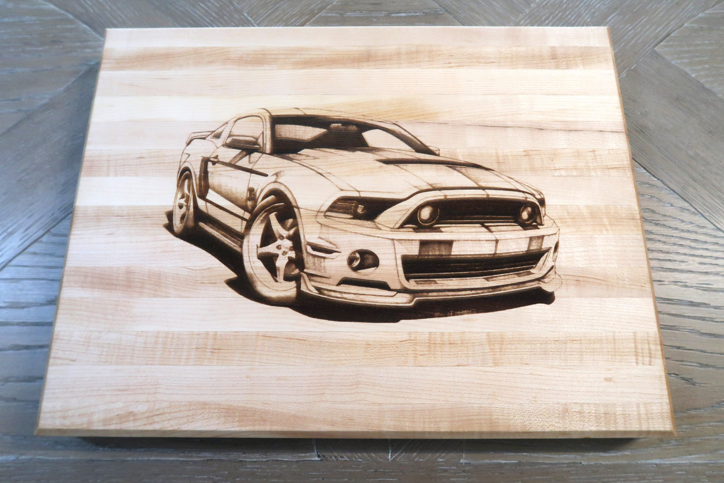 MAPLE WITH MUSTANG GT ENGRAVED CUTTING/SERVING BOARD