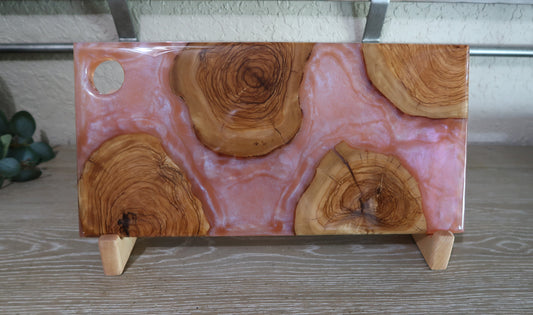 OLIVEWOOD & RESIN CHARCUTERIE BOARD WITH CIRCLE ACCENT