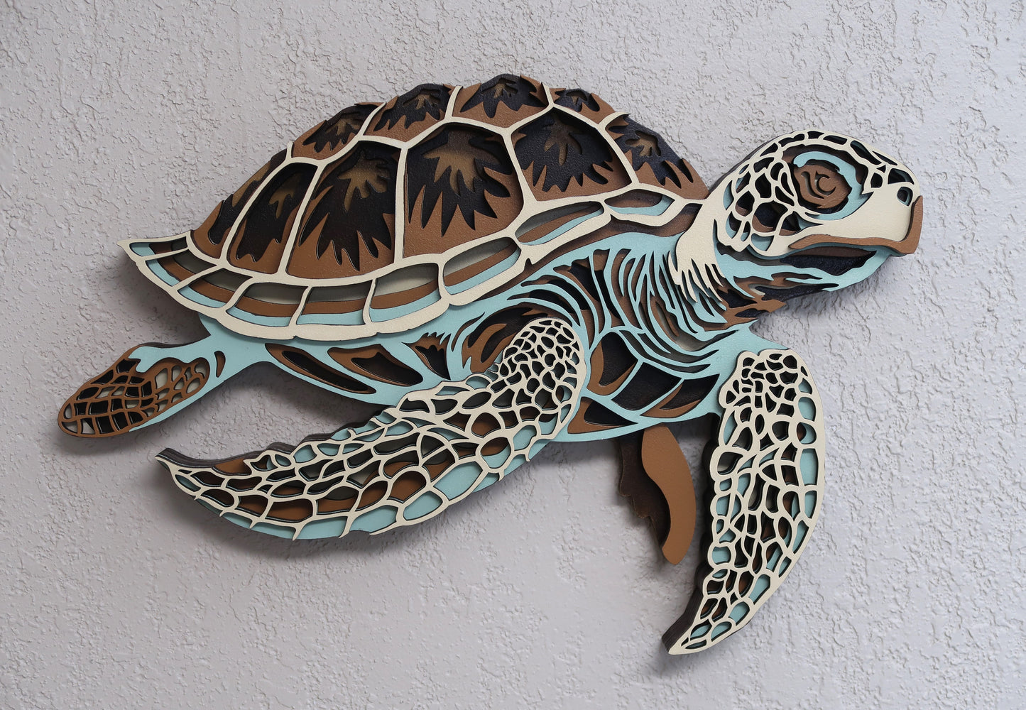 SEA TURTLE MULTILAYER 3-D WALL ART