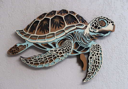 SEA TURTLE MULTILAYER 3-D WALL ART