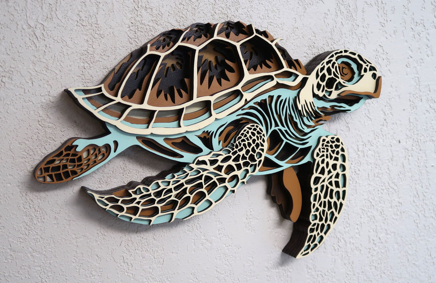 SEA TURTLE MULTILAYER 3-D WALL ART