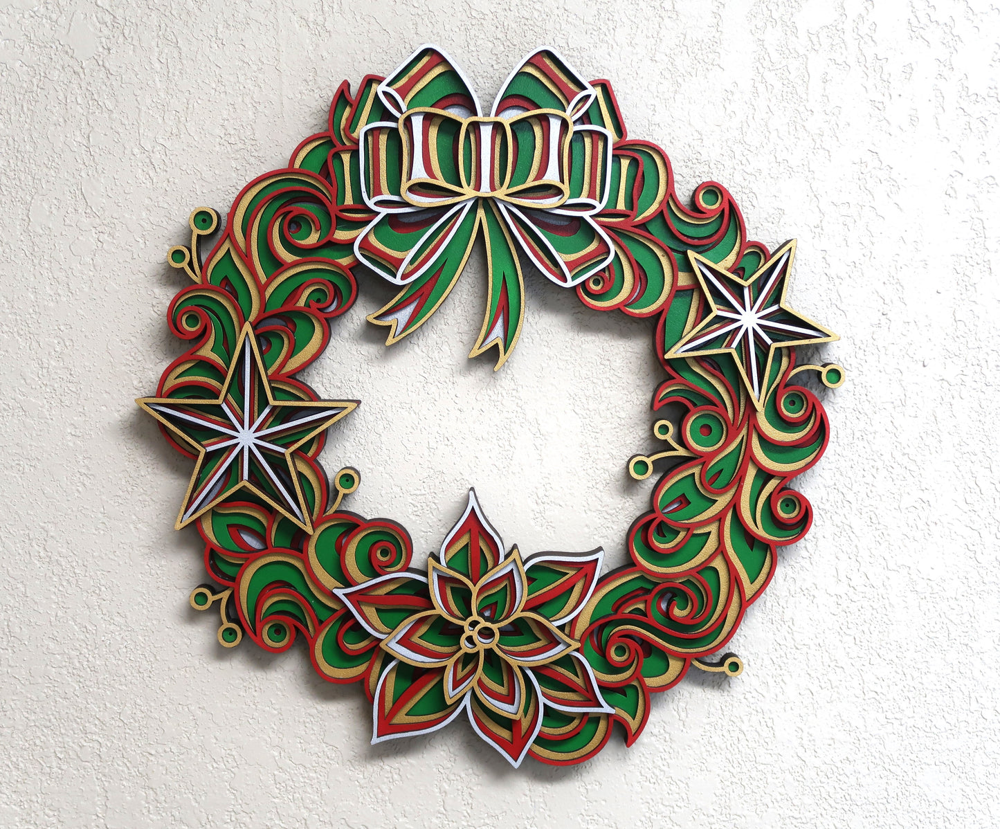 CHRISTMAS WREATH MULTILAYER 3-D WALL ART