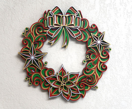 CHRISTMAS WREATH MULTILAYER 3-D WALL ART