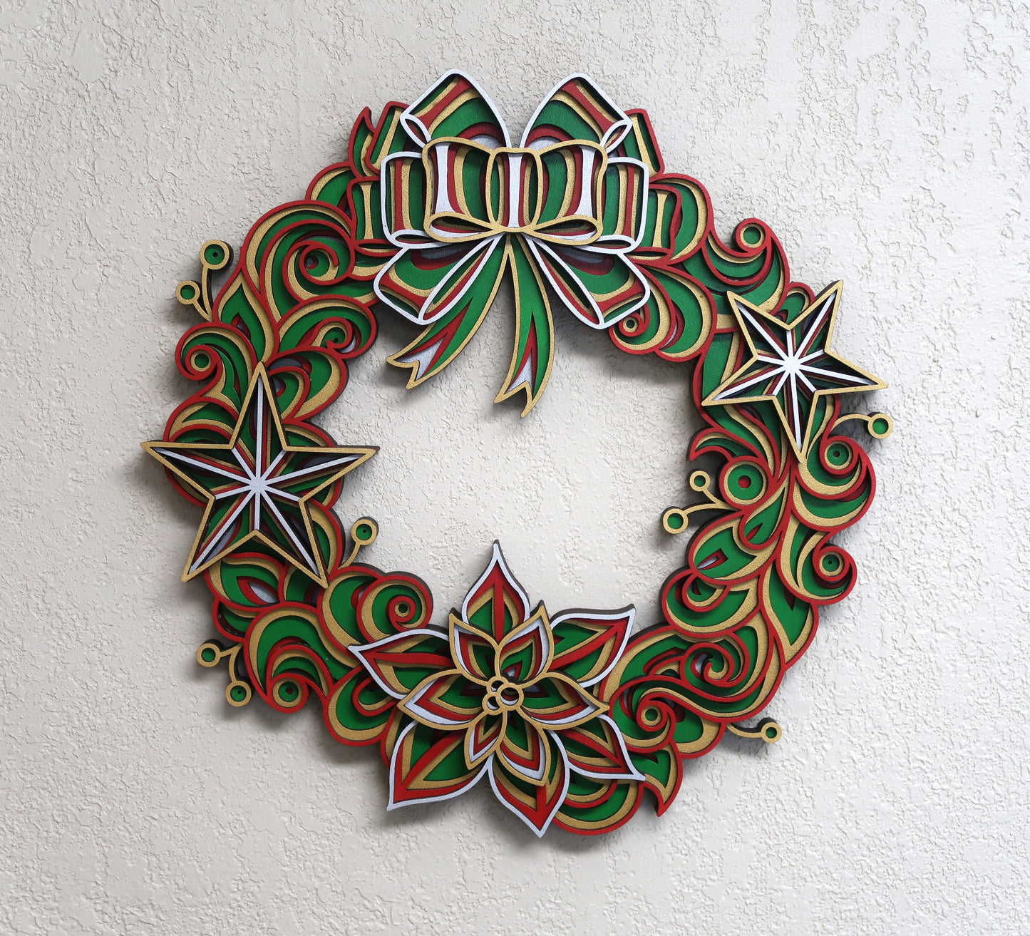 CHRISTMAS WREATH MULTILAYER 3-D WALL ART