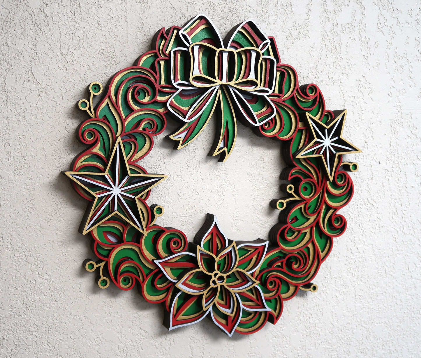 CHRISTMAS WREATH MULTILAYER 3-D WALL ART
