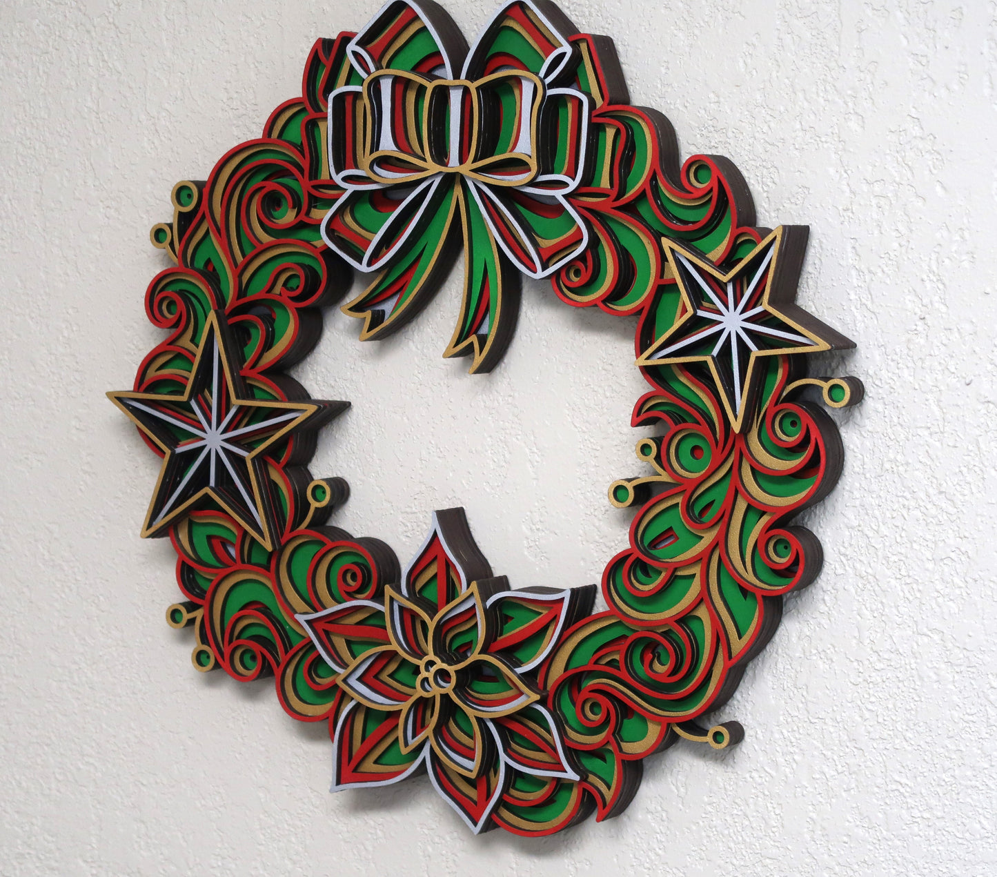 CHRISTMAS WREATH MULTILAYER 3-D WALL ART