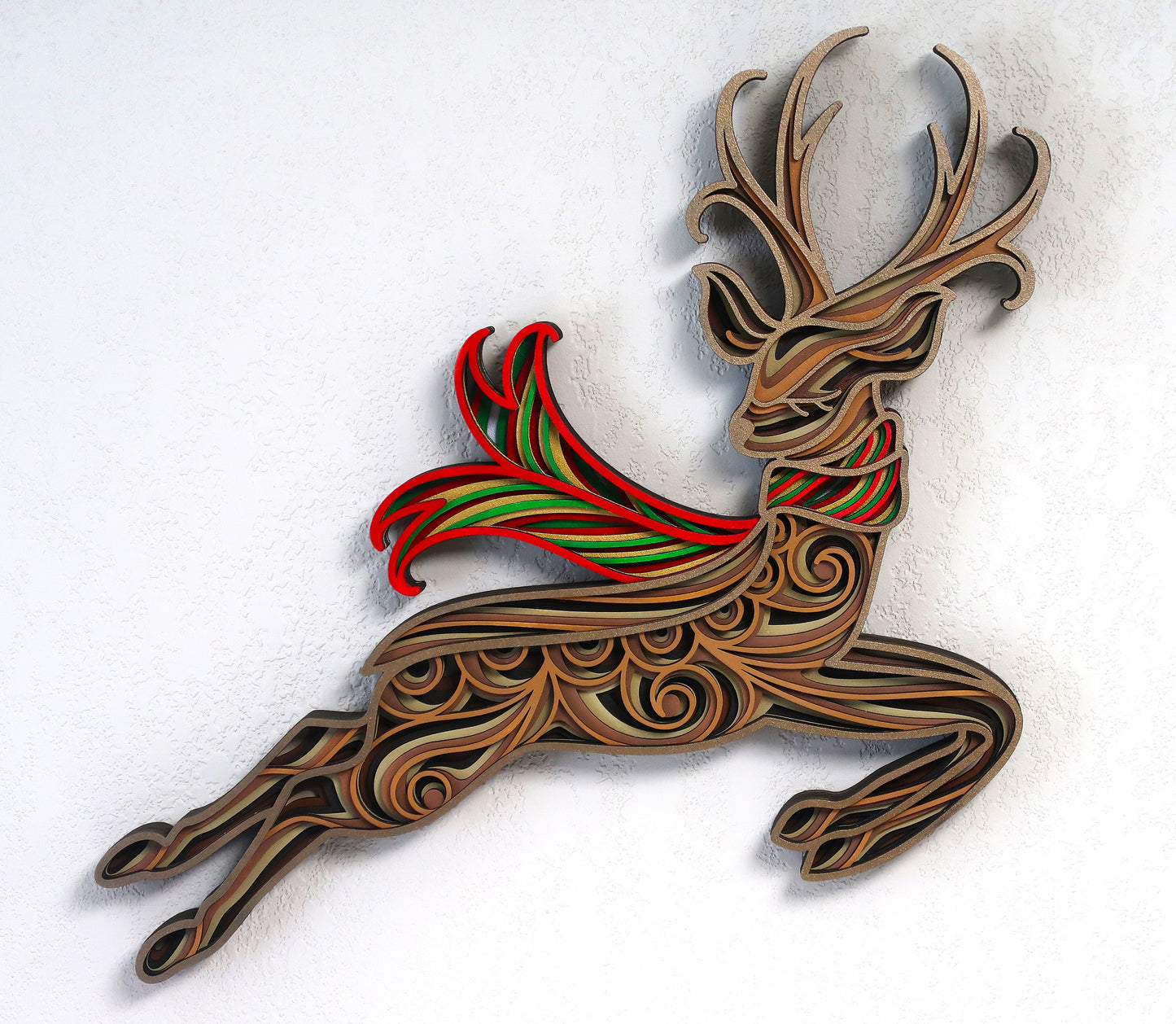 CHRISTMAS REINDEER MULTILAYER 3-D WALL ART