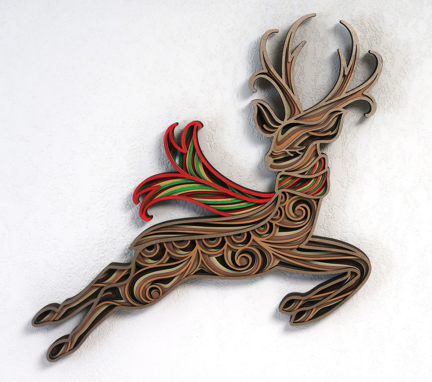 CHRISTMAS REINDEER MULTILAYER 3-D WALL ART