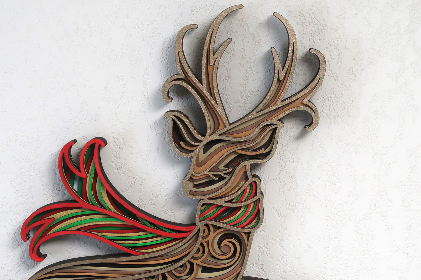 CHRISTMAS REINDEER MULTILAYER 3-D WALL ART