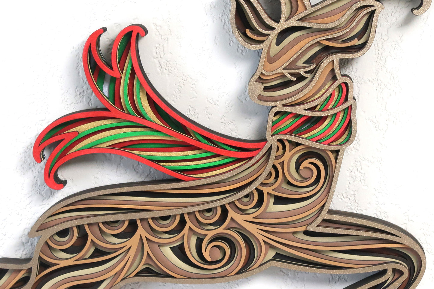 CHRISTMAS REINDEER MULTILAYER 3-D WALL ART