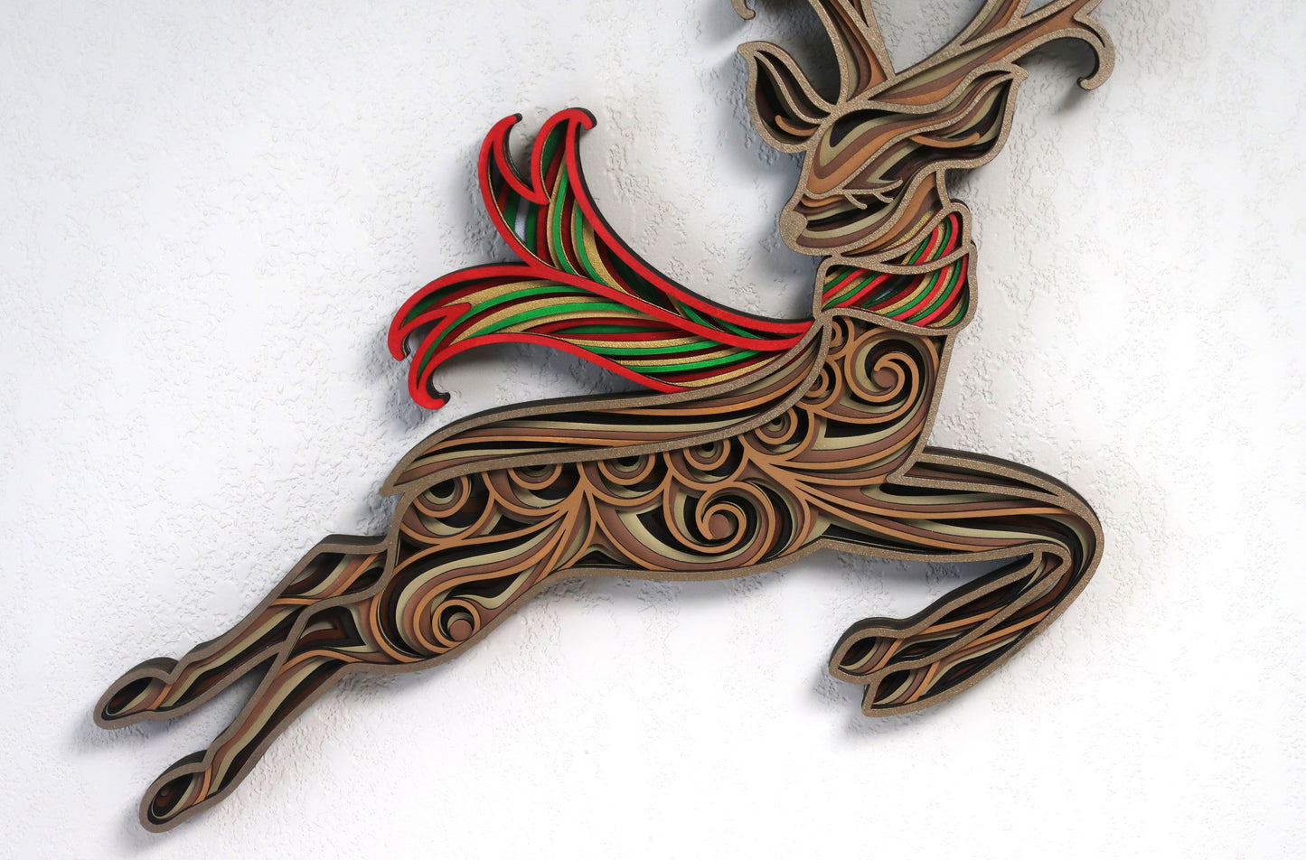 CHRISTMAS REINDEER MULTILAYER 3-D WALL ART