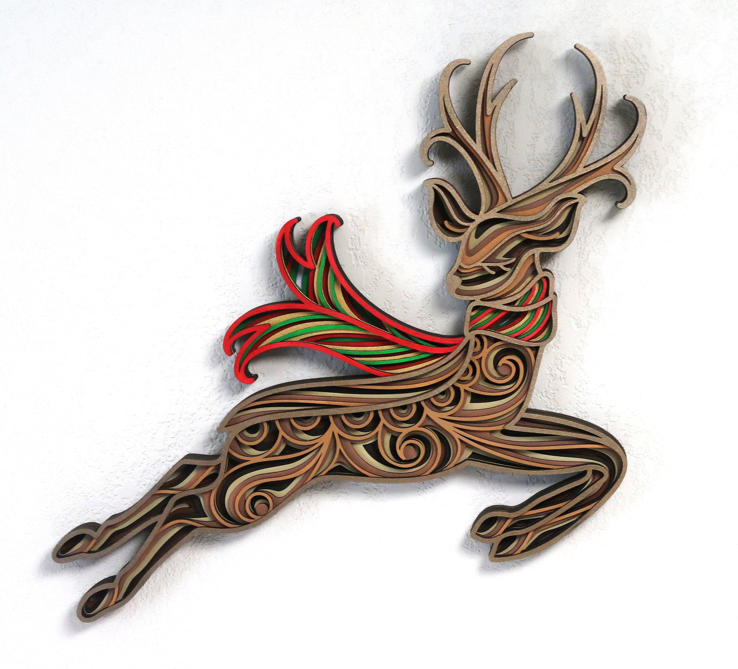 CHRISTMAS REINDEER MULTILAYER 3-D WALL ART