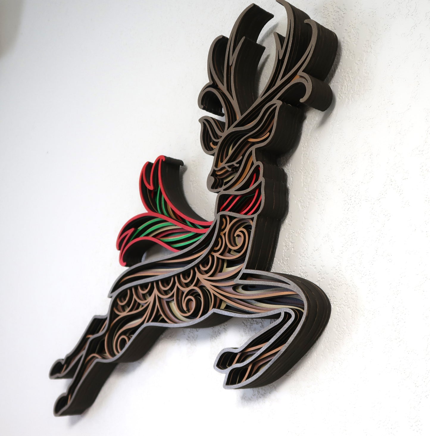 CHRISTMAS REINDEER MULTILAYER 3-D WALL ART