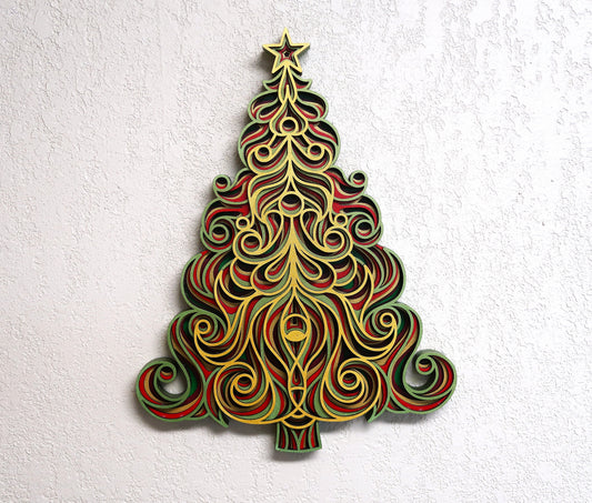 CHRISTMAS TREE  MULTILAYER 3-D WALL ART
