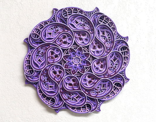 SHADES OF PURPLE 3-D MULTILAYER MANDALA WALL ART