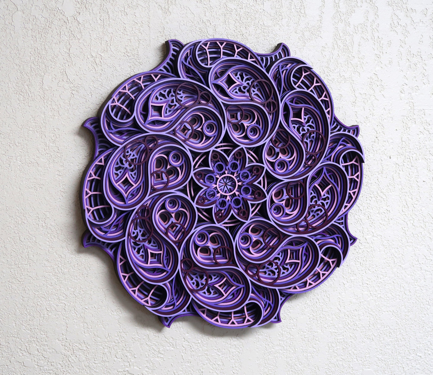 SHADES OF PURPLE 3-D MULTILAYER MANDALA WALL ART