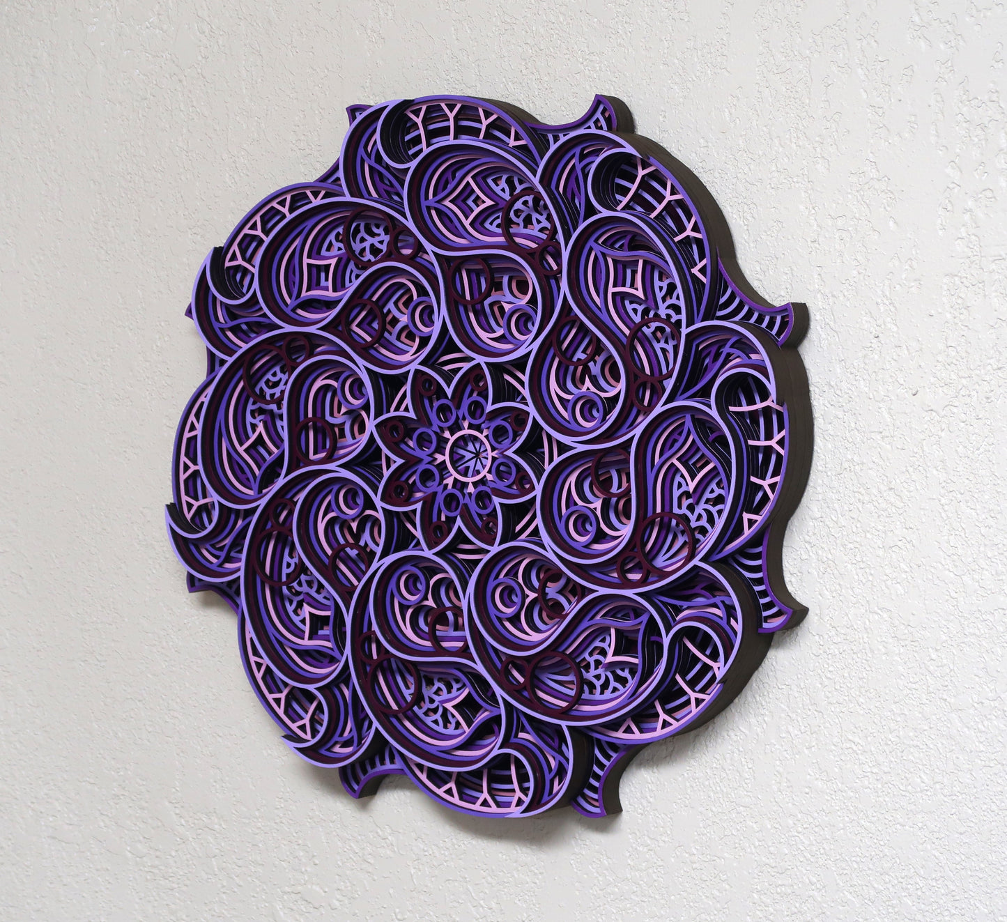 SHADES OF PURPLE 3-D MULTILAYER MANDALA WALL ART