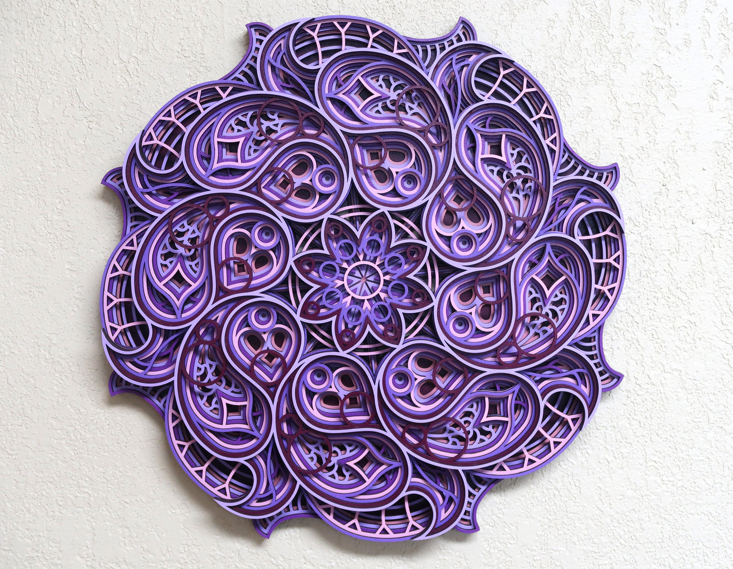 SHADES OF PURPLE 3-D MULTILAYER MANDALA WALL ART