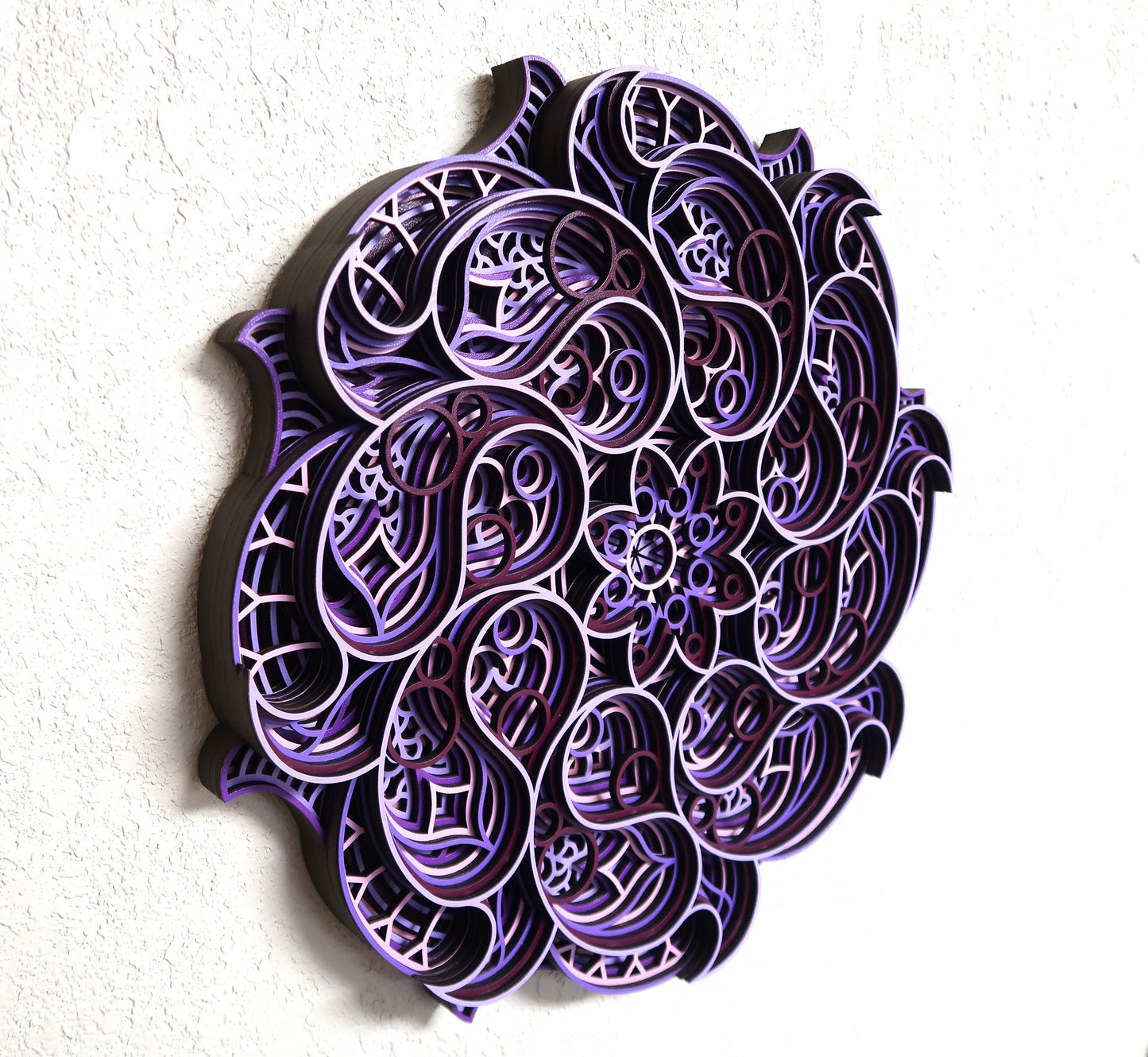 SHADES OF PURPLE 3-D MULTILAYER MANDALA WALL ART