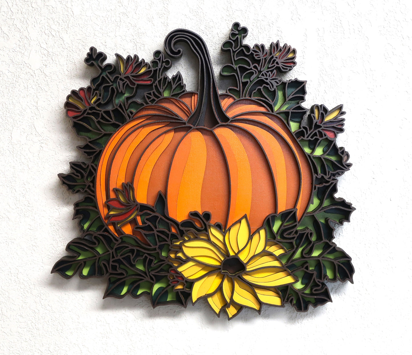 FALL FLORAL PUMPKIN MULTILAYER 3-D WALL ART