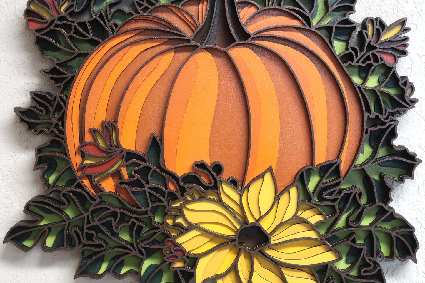 FALL FLORAL PUMPKIN MULTILAYER 3-D WALL ART