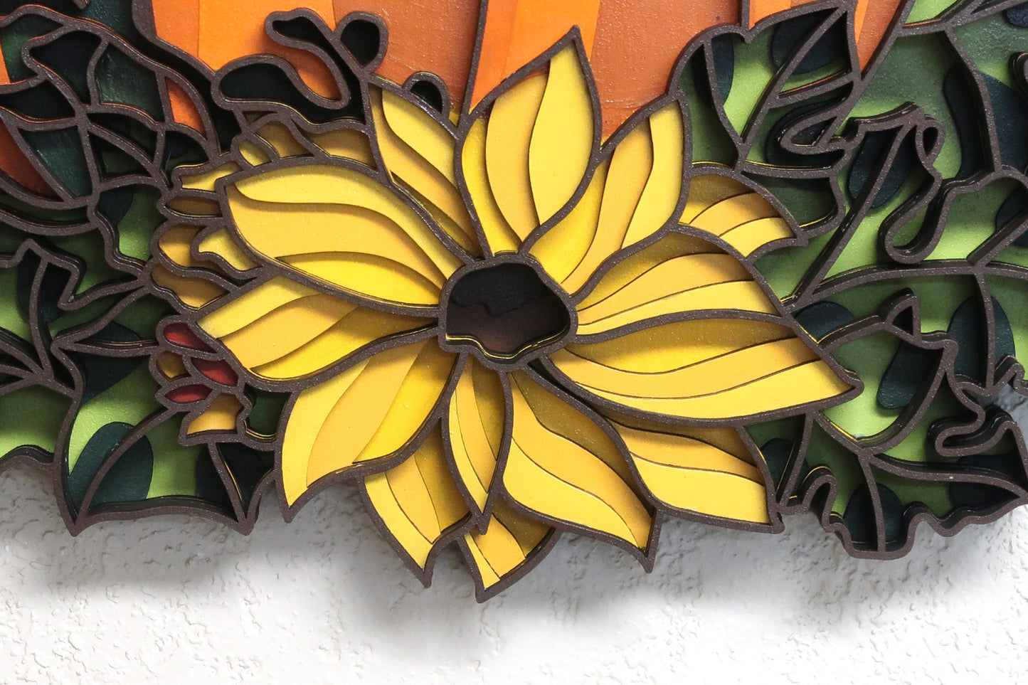 FALL FLORAL PUMPKIN MULTILAYER 3-D WALL ART