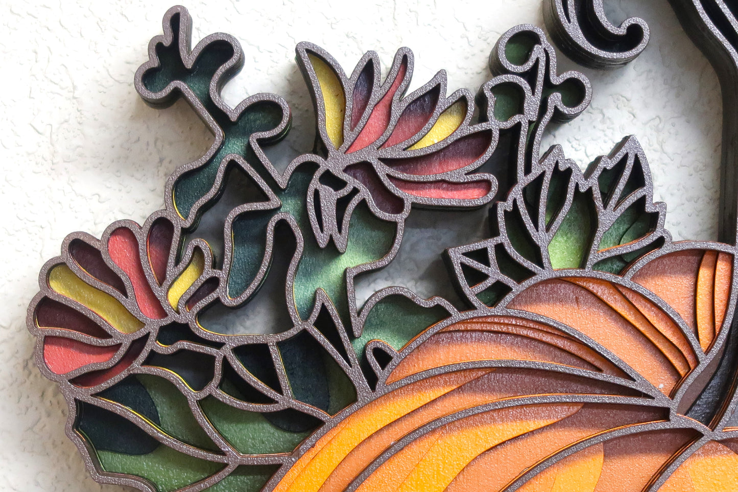 FALL FLORAL PUMPKIN MULTILAYER 3-D WALL ART