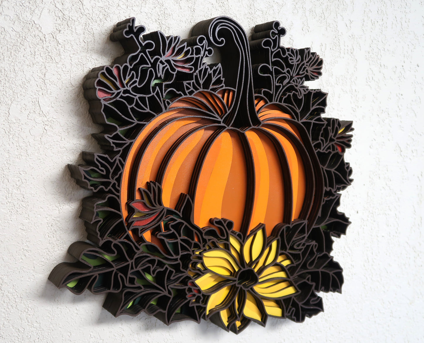 FALL FLORAL PUMPKIN MULTILAYER 3-D WALL ART