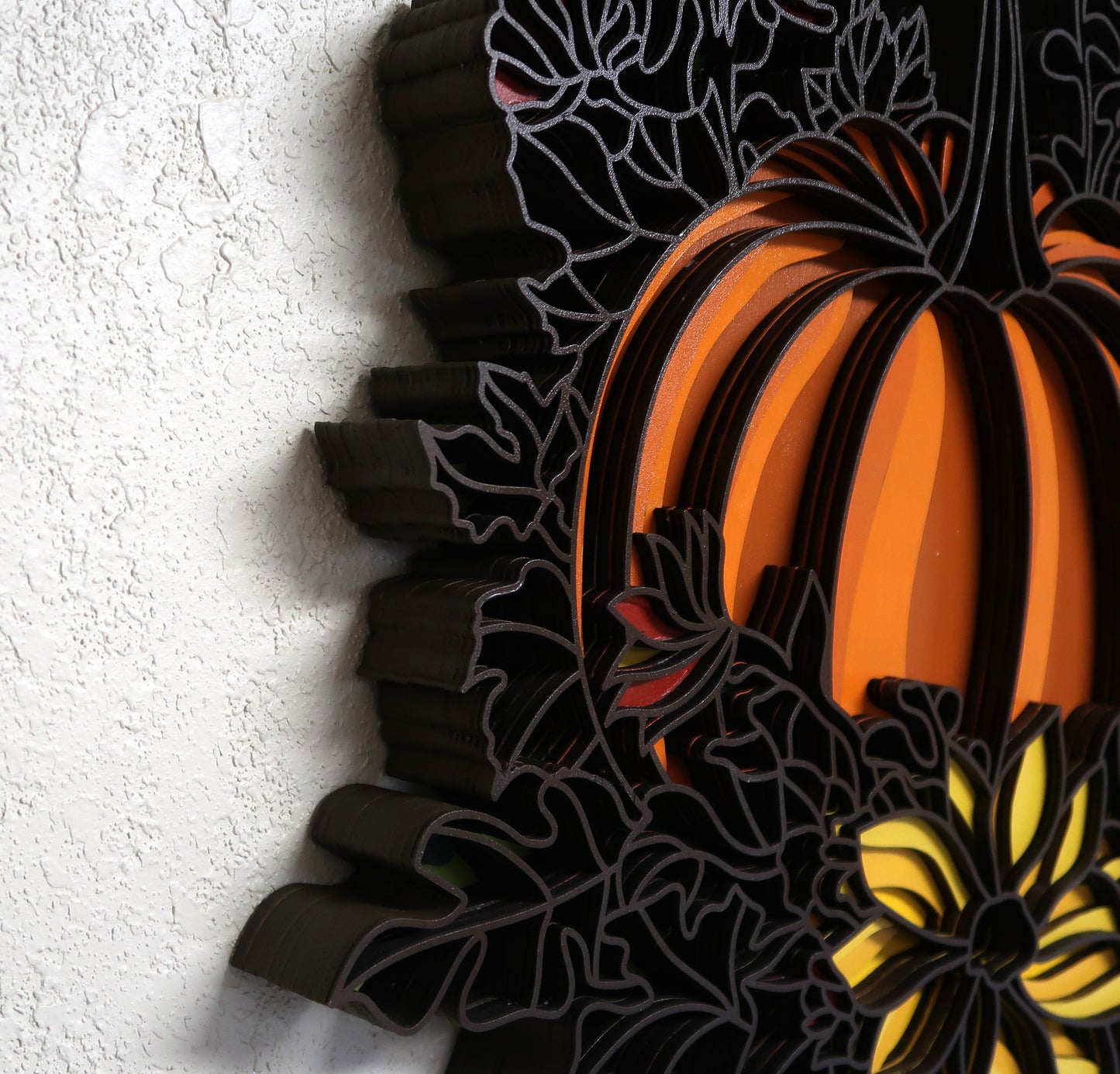 FALL FLORAL PUMPKIN MULTILAYER 3-D WALL ART