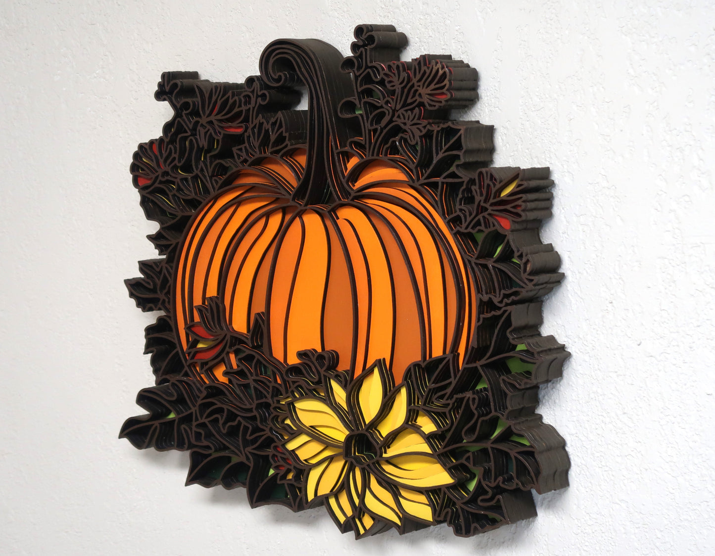 FALL FLORAL PUMPKIN MULTILAYER 3-D WALL ART