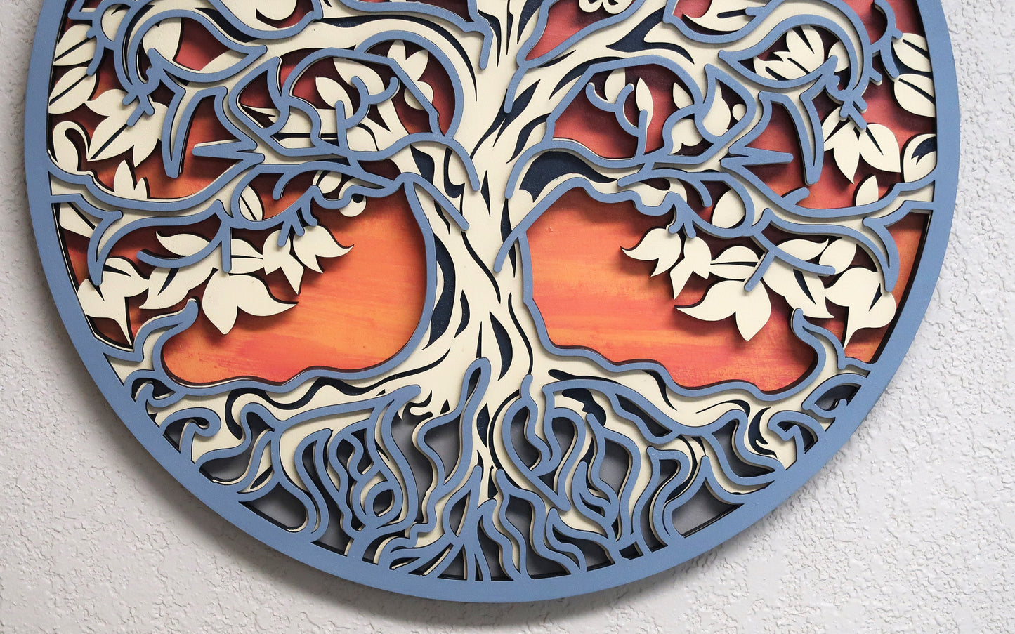 SANTORINI SUNSET TREE OF LIFE 3-D MULTILAYER WALL ART