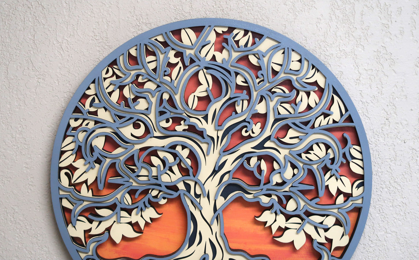 SANTORINI SUNSET TREE OF LIFE 3-D MULTILAYER WALL ART