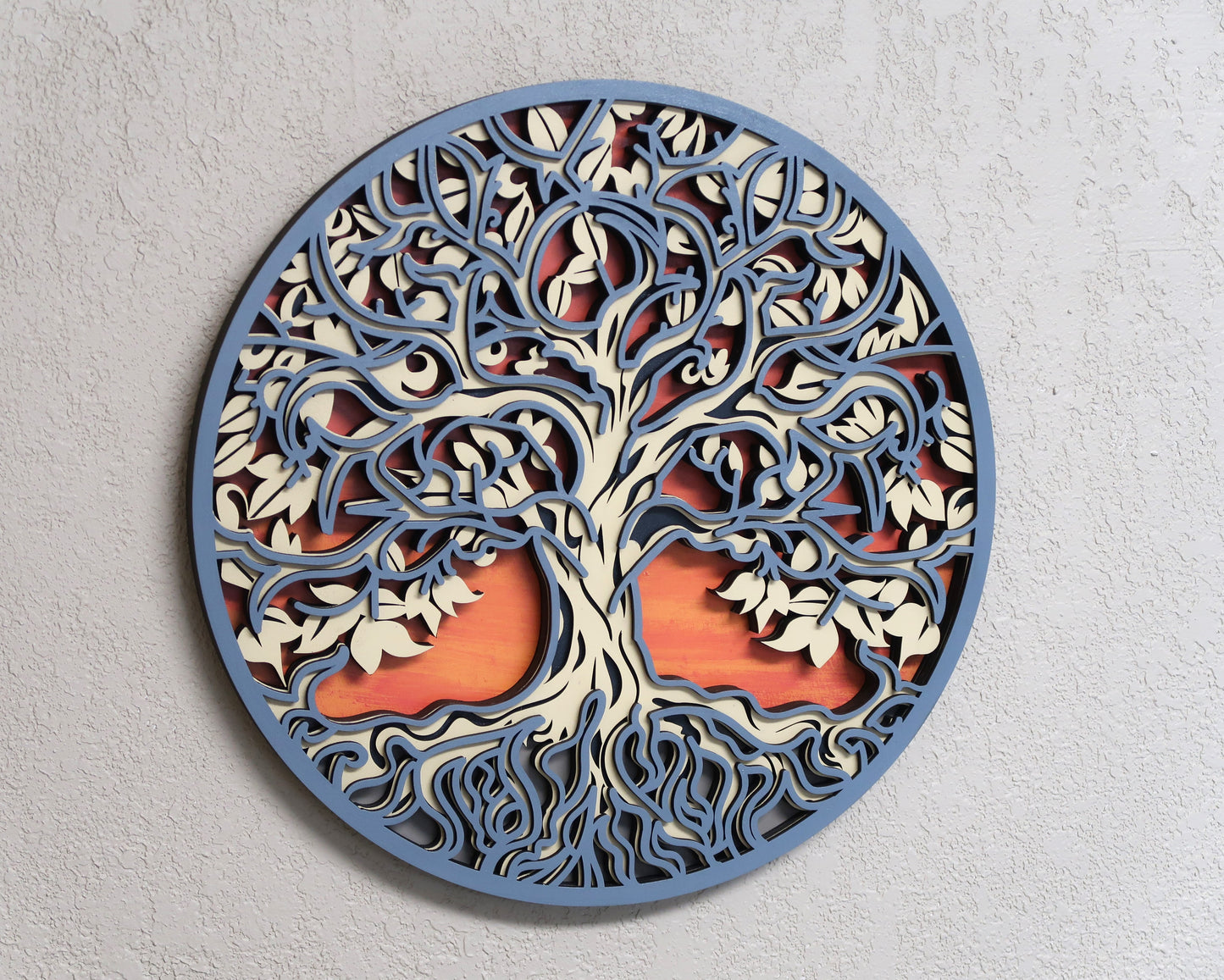 SANTORINI SUNSET TREE OF LIFE 3-D MULTILAYER WALL ART