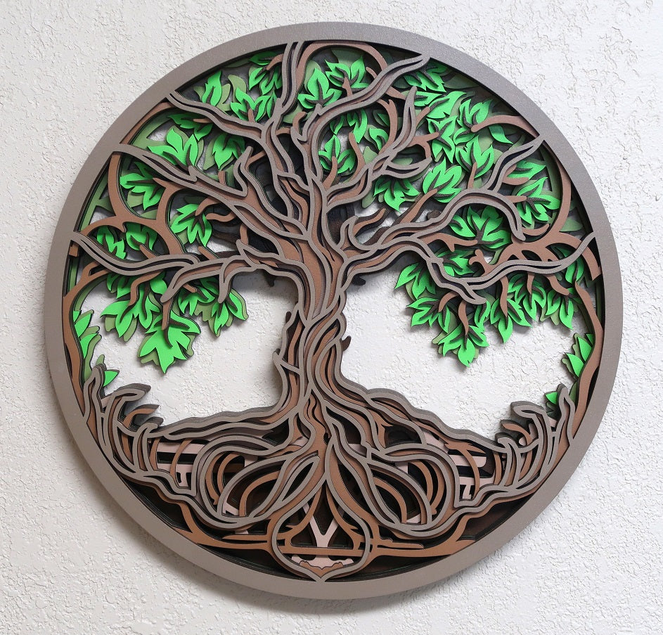 TWISTED ROOT TREE OF LIFE 3-D MULTILAYER WALL ART