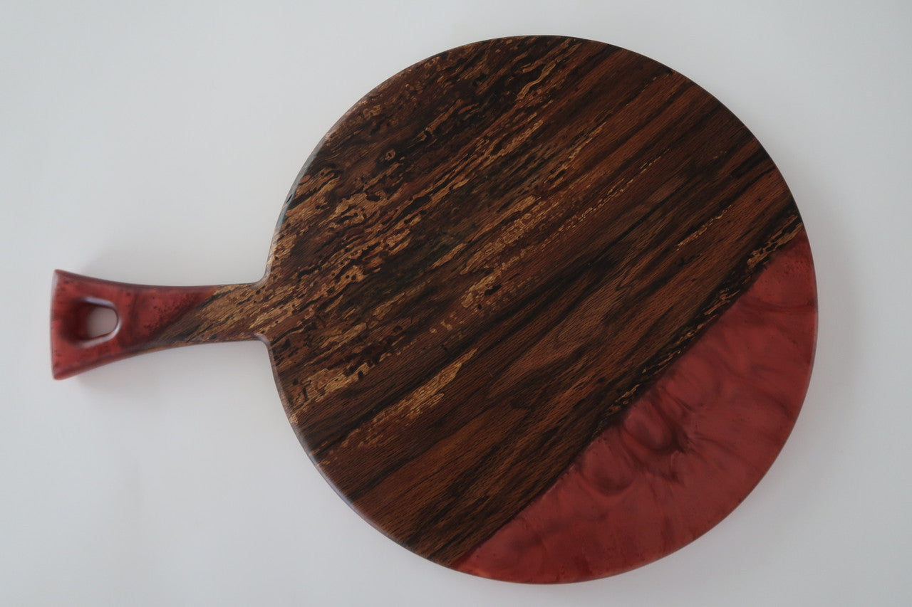 LAUREL BURL AND COLORED RESIN CHARCUTERIE BOARD