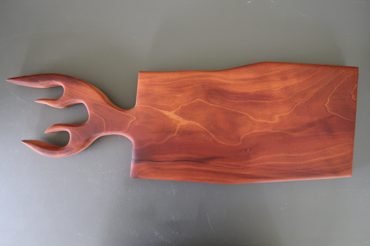 FIRE ANTLER HANDLE CHARCUTERIE/CHEESE/CUTTING BOARD