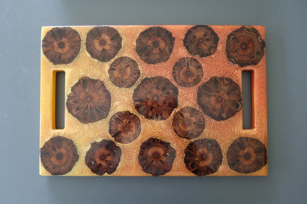 BANKSIA SEED POD & RESIN CHARCUTERIE/SERVING BOARD WITH DUAL HANDLES