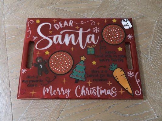 CHRISTMAS CHARCUTERIE/COOKIE RED RESIN BOARD WITH HANDLES