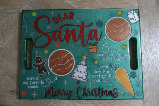 CHRISTMAS CHARCUTERIE/COOKIE GREEN RESIN BOARD WITH HANDLES
